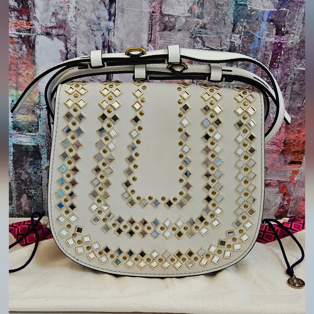 Tory Burch Mirrored Leather Saddle Bag ✨️Dust Bag Included